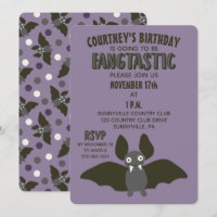 Purple Black and Grey Cartoon Bat Cute Party