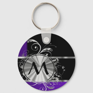 Purple black and silver keychain