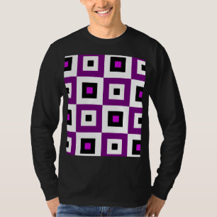 Purple Black and White Checkered Squares Pattern T-Shirt