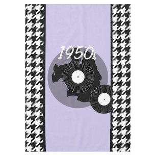 Purple, black, and white vintage chequered tablecloth