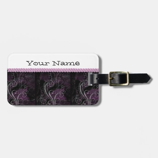 PURPLE & BLACK BAG TAG TEMPLATE (Front Horizontal)