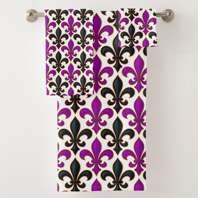 Purple Black Baroque Fleur-de-lis Pattern Design  (Créateur téléchargé)