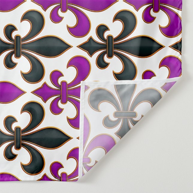 Purple Black Baroque Fleur-de-lis Pattern Design  Tapestry (Creator Uploaded)