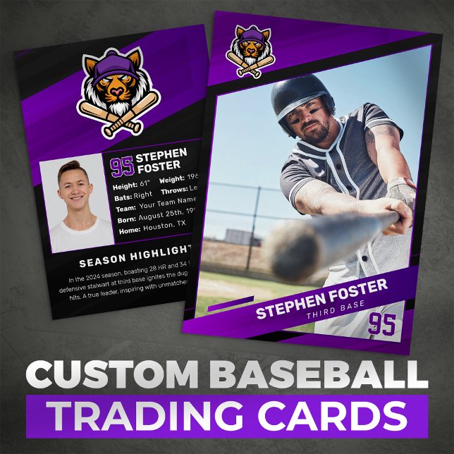 Purple & Black Baseball Trading Card Baseball Card (Creator Uploaded)