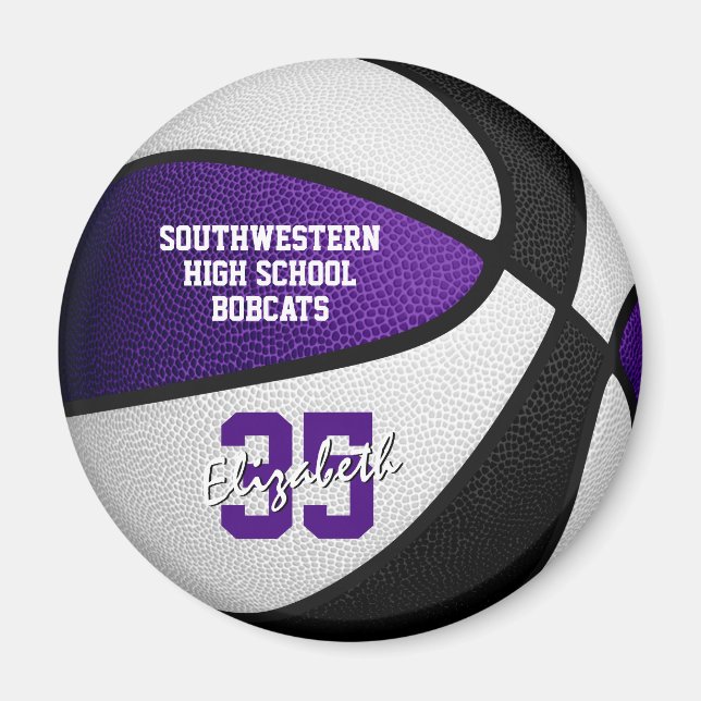 Purple black basketball team colours gifts under 1 magnet (Front)