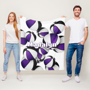 purple black basketball team colours sports decor fleece blanket