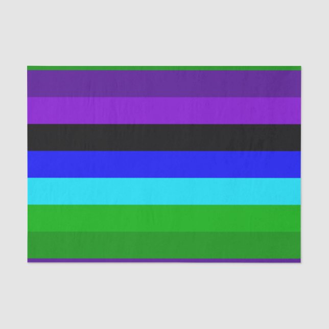 Purple, Black, Blue and Green Stripes Tissue Paper (Front)