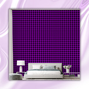 Purple & Black Buffalo Plaid Check   Wallpaper