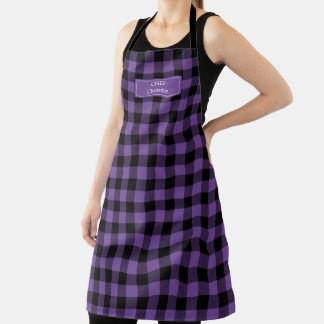 Purple Black Buffalo Plaid Lumberjack Personalized Apron