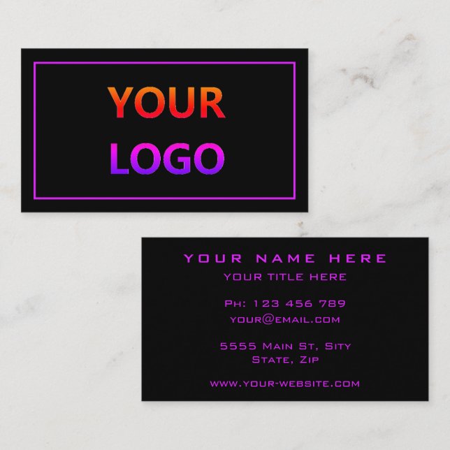 Purple Black Business Card Template Choose Colours (Front/Back)