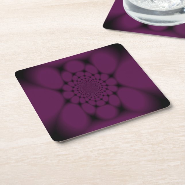 Purple Black Butterfly Petal Square Paper Coaster (Angled)
