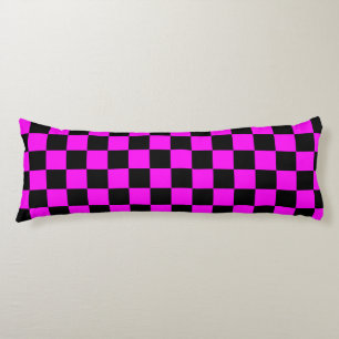 Purple Black Chequered Check Pattern Body Pillow