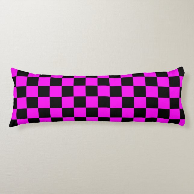 Purple Black Chequered Check Pattern Body Pillow (Front)