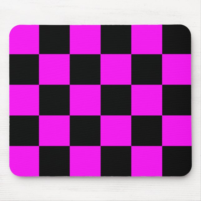 Purple Black Chequered Check Pattern Mouse Pad (Front)