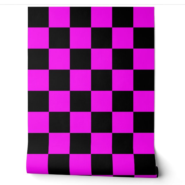 Purple Black Chequered Check Wall Decor (Unrolling)