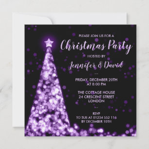 Purple & Black Christmas Holiday Party Invitation