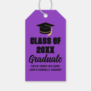 Purple Black Class of 2026 Graduation Party Gift Tags