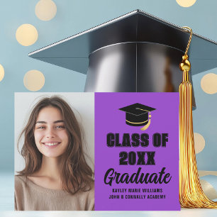 Purple Black Class of 2026 Photo Graduation Announcement