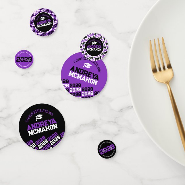 Purple Black Class of ANY YEAR Personalized Party Confetti (Group)