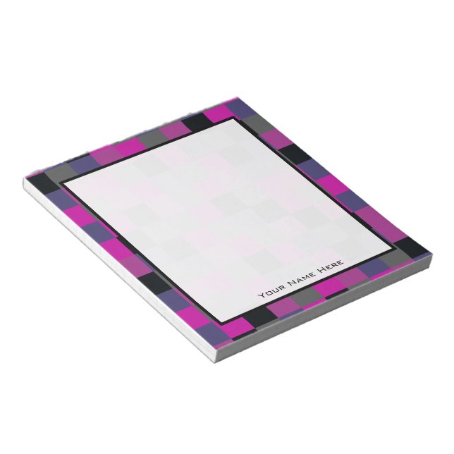 Purple & Black Colour Blocks Personalized Notepad (Angled)