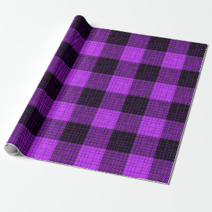 Purple Black Crosshatch Buffalo Check Wrapping Paper