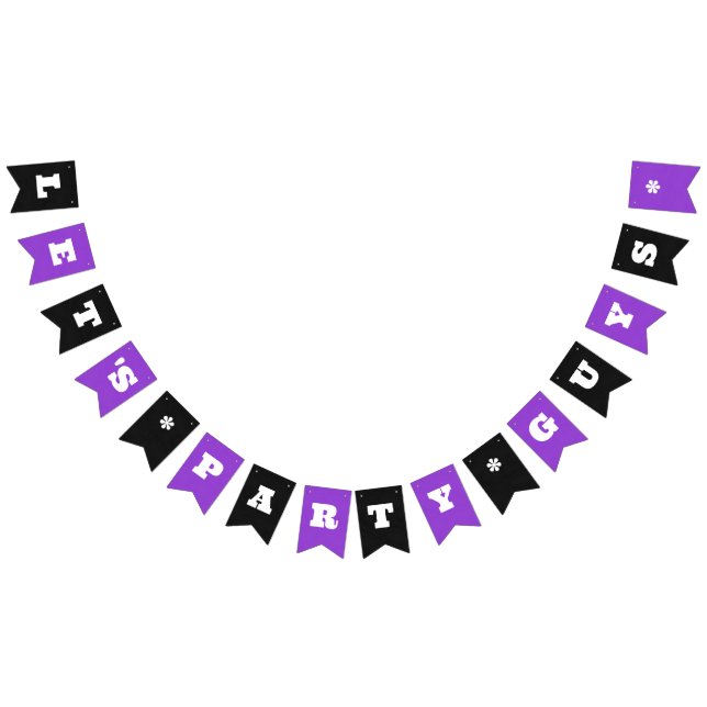 Purple / Black Custom Party or Work Event Any Name Bunting Flags (All)
