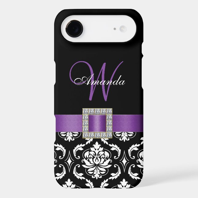 PURPLE, BLACK DAMASK MONOGRAM Case-Mate SAMSUNG GALAXY CASE (Back)