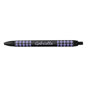 Purple Black Diamond Pattern Personalized Ink Pen