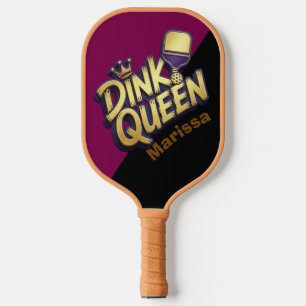 Purple & Black Dink Queen Personalized Name Pickleball Paddle