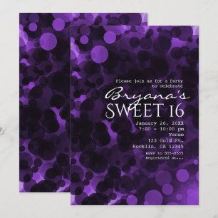 Purple & Black Dots Modern Chic Party Invitations