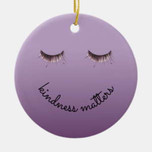 Purple Black Eyelashes Kindness Ceramic Ornament