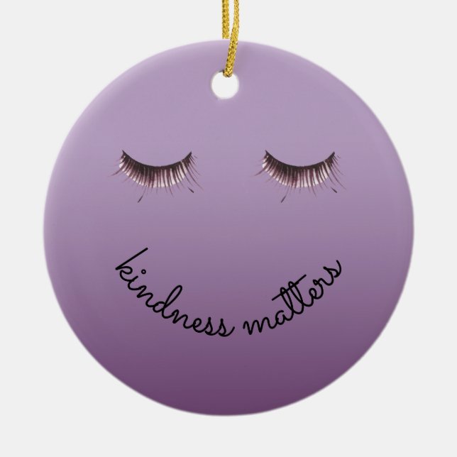 Purple Black Eyelashes Kindness Ceramic Ornament (Front)