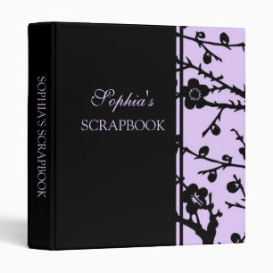 Purple Black Floral Custom Name Scrapbook Binder