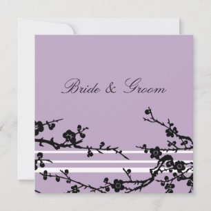 Purple Black Floral Wedding Invitation Card