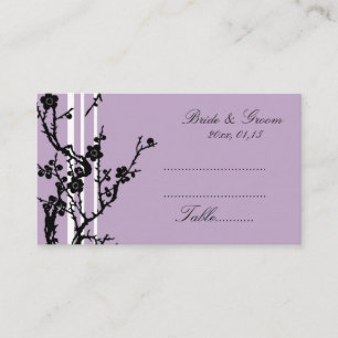Purple Black Floral Wedding Place Setting Cards