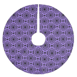 Purple Black Flower Seamless Pattern Brushed Polyester Tree Skirt
