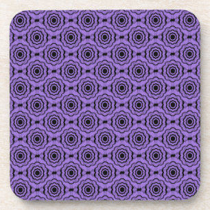 Purple Black Flower Seamless Pattern Coaster