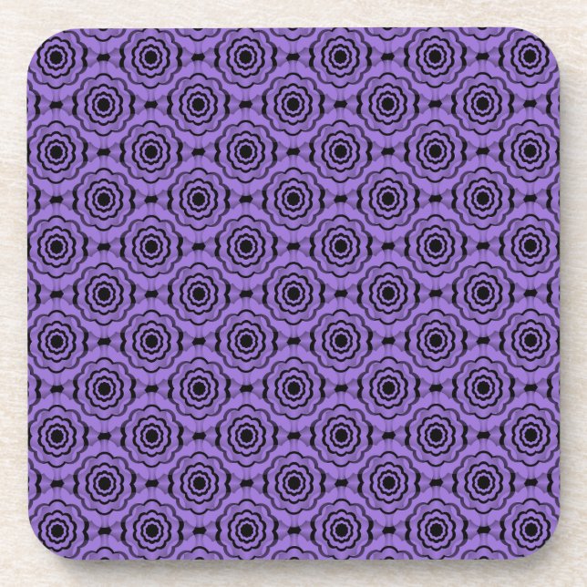 Purple Black Flower Seamless Pattern Coaster (Front)