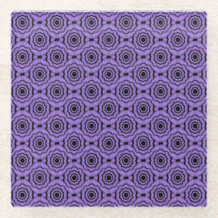 Purple Black Flower Seamless Pattern Glass Coaster