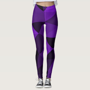 Purple black geometric mesh pattern leggings