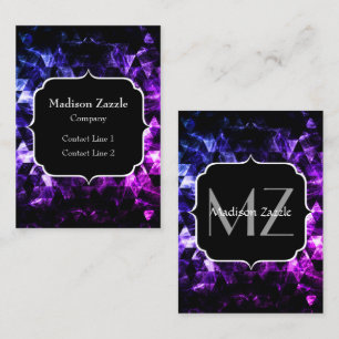 Purple Black Geometric Smoky Abstract Monogram Business Card