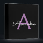 Purple Black Girly Script Monogram Name Modern Binder<br><div class="desc">Purple and Black simple  Script Monogram Name Binder. This makes the perfect sweet 16 birthday,  wedding,  bridal shower,  anniversary,  baby shower or bachelorette party gift for someone that loves glam luxury and chic styles.</div>