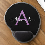 Purple Black Girly Script Monogram Name Modern Gel Mouse Pad<br><div class="desc">Purple and Black Monogram Add Your Own Name Mousepad (Mouse Pad). This makes the perfect sweet 16 birthday,  wedding,  bridal shower,  anniversary,  baby shower or bachelorette party gift for someone that loves glam luxury and chic styles.</div>