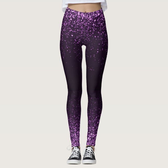 Purple Black Glitter Sparkle Girly Stylish Legging (Front)