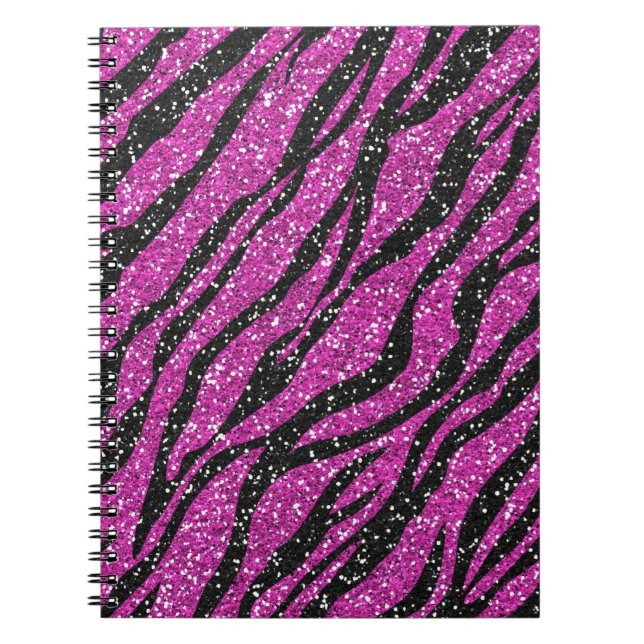 Purple Black Glitter Zebra Print Spiral Notebook (Front)