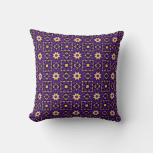 Purple Black Gold Geometric Accent Pillow 