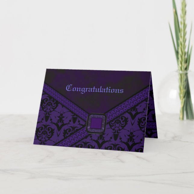Purple & Black Goth Lace Wedding Card (Front)