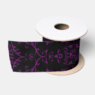 Purple & Black Gothic Wedding Heart Satin Ribbon