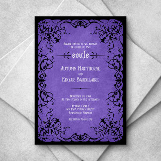 Purple Black Gothic Wedding Invitation
