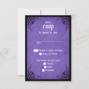 Purple Black Gothic Wedding RSVP Card